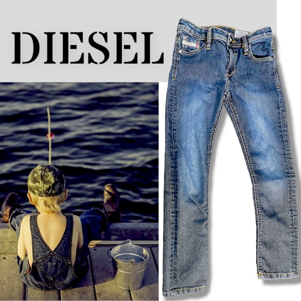 Diesel Kid "WAYKEE"J US Blue Jeans SZ 10Y Regular Straight, Distressed Ret $69